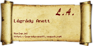 Légrády Anett névjegykártya